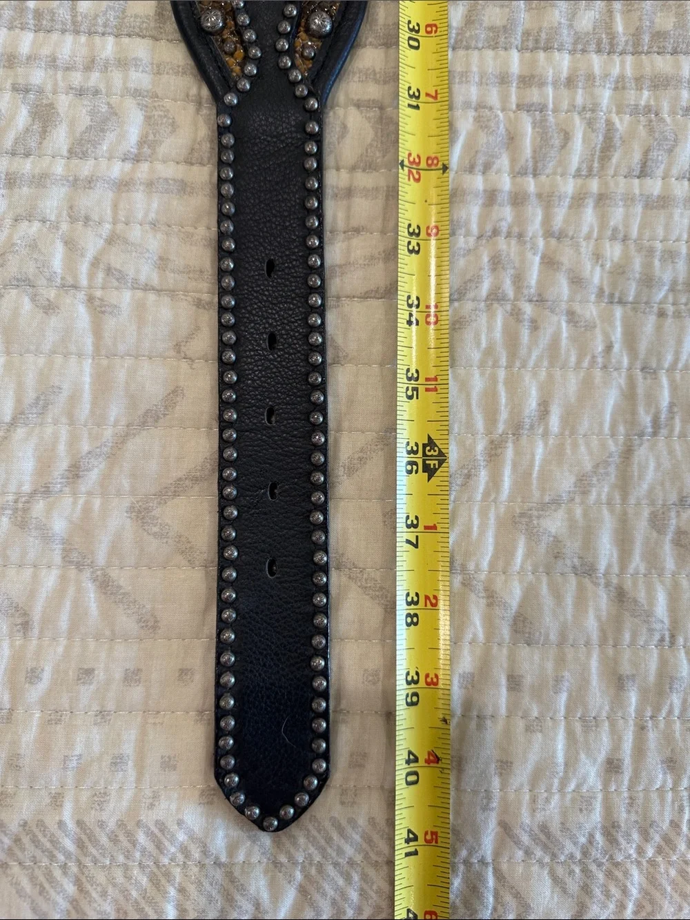 Double J Saddlery Studded Western Belt with Ornate Silver Buckle